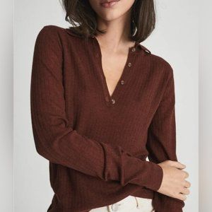 REISS khaki cotton cashmere long sleeve sweater XL